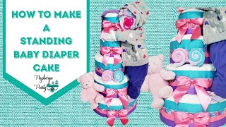 How To Make A Standing Baby Girl Diaper Cake | DIY Diaper Centerpiece Tutorial