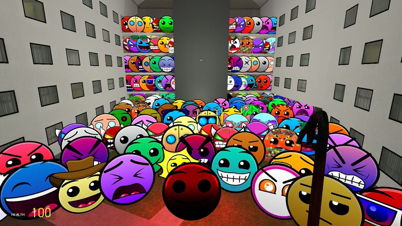 Geometry Dash and Lobotomy Dash Nextbots Chase me in Liminal Hotel Gmod