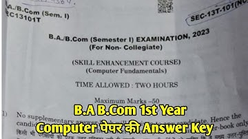 Computer Fundamentals | B.A B.Com 1st Year 1st Semester Exam 2024 |BA 1st Year Computer Paper Answer