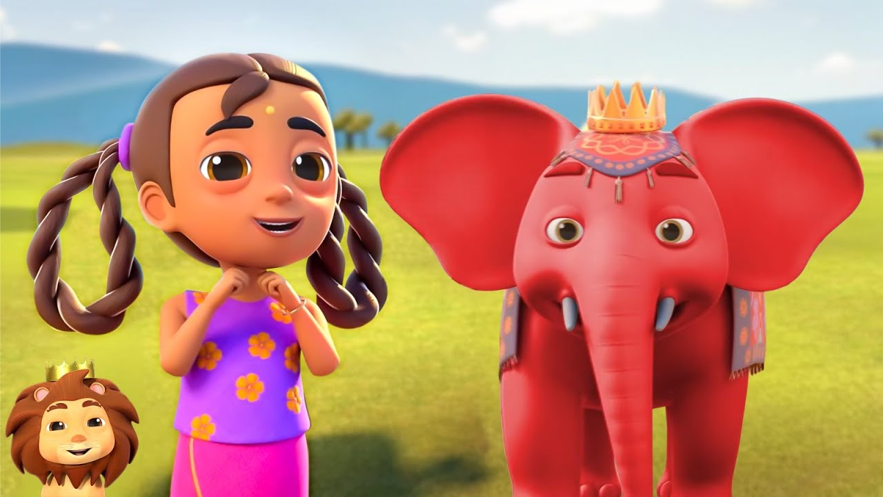 Rhathi Raja Hathi Raja Song In Red Color, हाथी राजा, Ek Bandar Ne Kholi Dukan ...