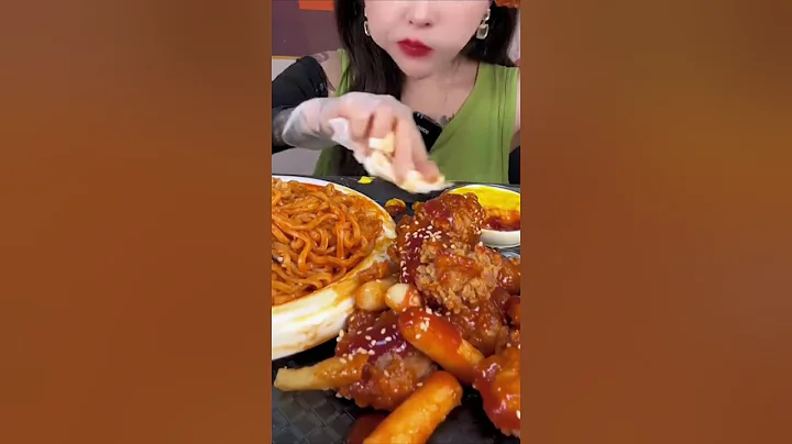 Asmr Mukbang, Food With Plate, Spicist Enoki Mushrooms, And Noodles Meatballs Spicy Yummy