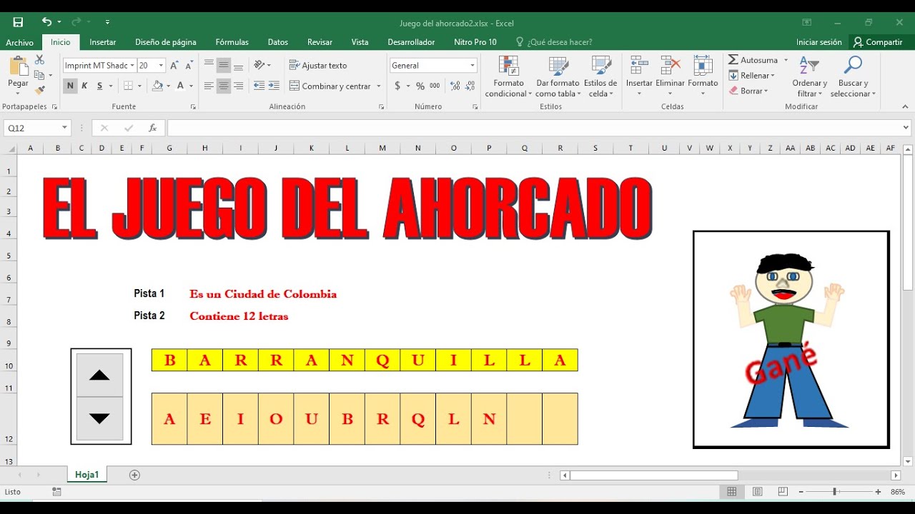 Crear el juego del Ahorcado excel necesidad de utilizar Macros o visual Basic. Fácil. sex. - YouTube