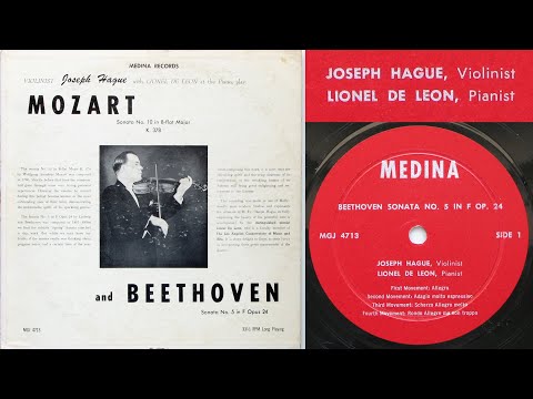 Beethoven Sonata No 5 "Spring" - I (Joseph Hague / Heifetz, violin)