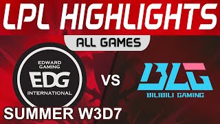 EDG vs BLG Highlights ALL GAMES LPL Summer Season 2022 W3D7 EDward Gaming vs Bilibili Gaming by Oniv