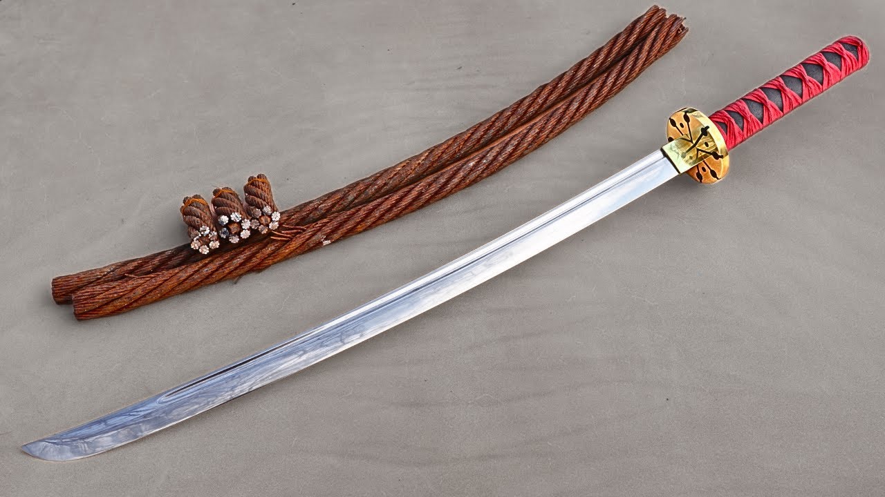 Forging a KATANA out of Rusted Iron CABLE