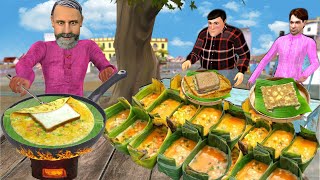 Banana Leaf Bread Omelette Tasty Egg Omelette Street Food Hindi Kahaniya Moral Stories Comedy Video