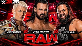 Cody Rhodes vs Drew McIntyre vs Jacob Fatu – Triple Threat Match | WWE 2K26