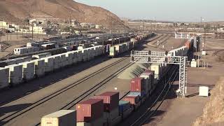 EBD BNSF stacktrain snakes thru Barstow Yard switches &  signals 2/25/21