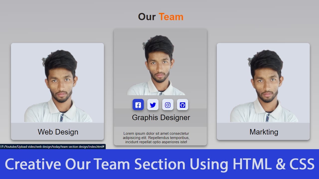 How to make Team Section Design using HTML and CSS | Programmer Shipon