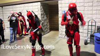 Deadpool vs a Red Storm Trooper. Who would win? At Long Beach  Comiccon 2013