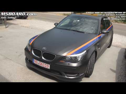 G-Power Hurricane RR BMW M5 800 HP: fueling up and onto Autobahn driven by Gustav