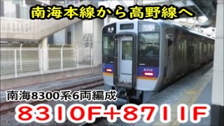 【8310F＋8711F】南海本線から高野線へ(8300系6両編成)【新今宮駅＆堺東駅にて】