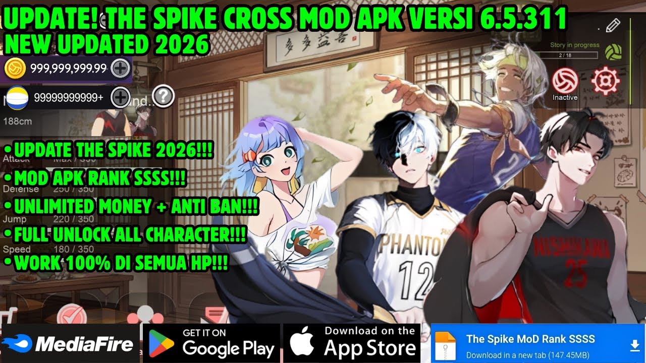 DOWNLOAD! THE SPIKE VOLLEYBALL CROSS MOD APK V6.5.311 2026 UNLOCK NEW CHARACTER, MOD RAUL & LUCAS