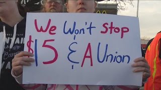 Protesters, fast food workers demand higher wages in nationwide marches