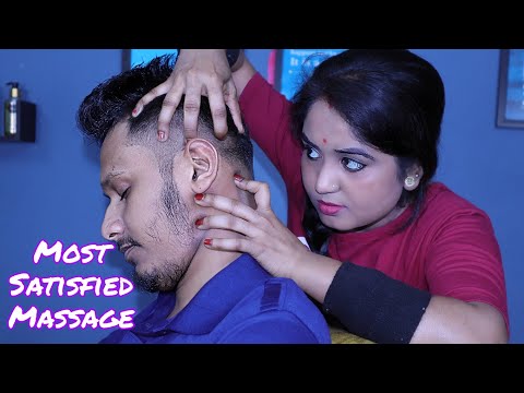 Most Satisfied ASMR Massage From indian Lady | Heavy Oil Head Massage | Hair Crack and Neck Crack