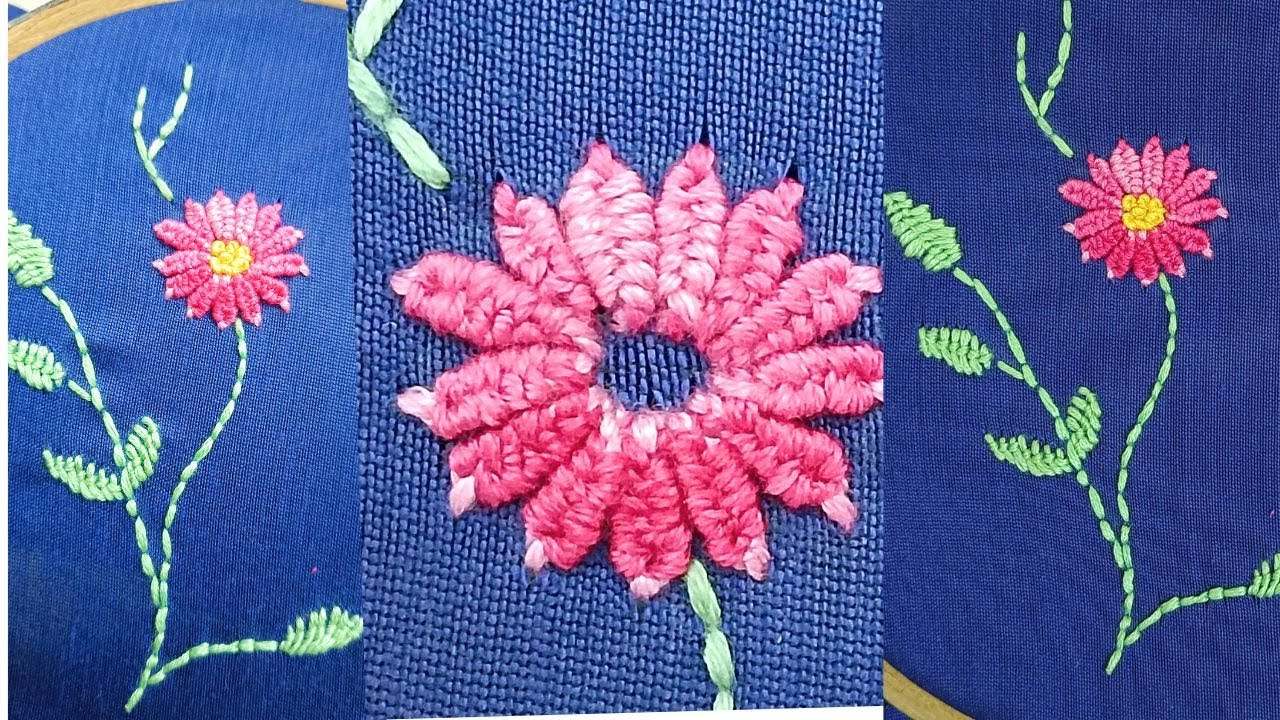 Hand Embroidery For Beginners 3D Effect Flower Stitching For