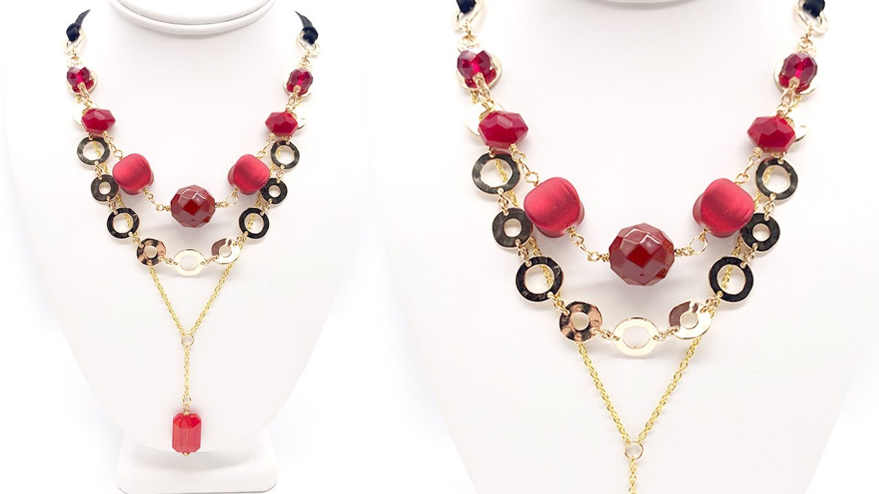 HowTo Jewelry Tutorial Red Hot Layered Necklace YouTube