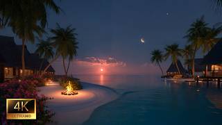 Gentle Waves by the Sea • Cozy Fire Ambience for Deep Sleep Tonight