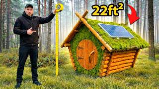 I Built a Tiny Survival Log Cabin Alone