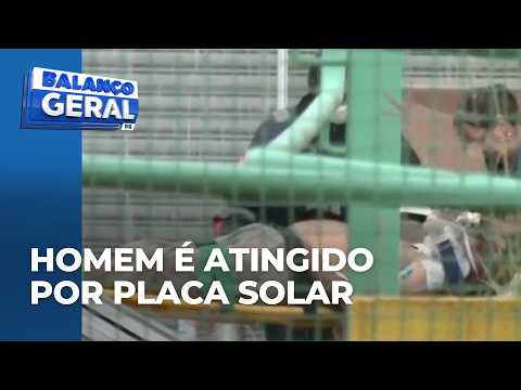 Trabalhador é atingido por placa de energia solar e está inconsciente; bombeiros fazem reanimação