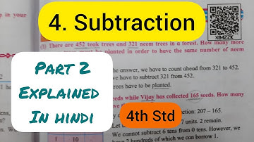 4th Std - Mathematics - Chapter 4 Subtraction solved explained in hindi - Part 2 - Maharashtra board