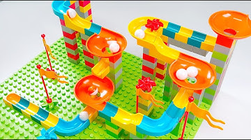 Marble Run ASMR☆ Block coaster Slowly assembled summary video