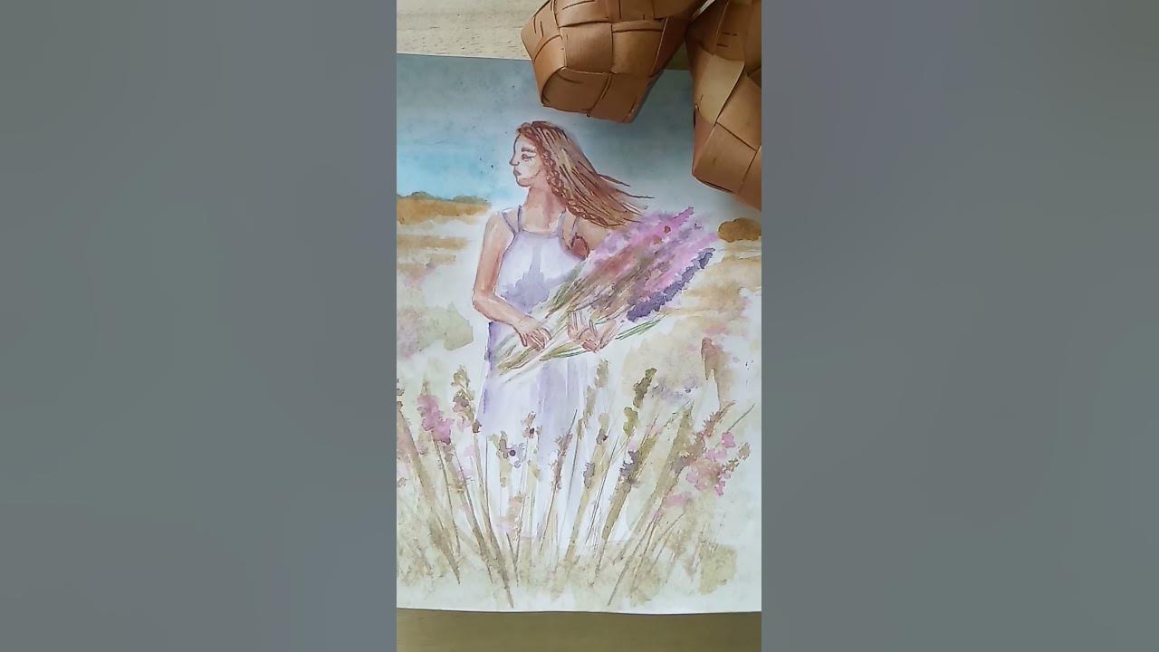 Девушка в поле акварелью 🎨🖌️🖼️🌾 - YouTube