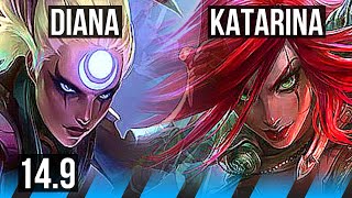 DIANA vs KATARINA (MID) | 71% winrate, 7 solo kills, 13/3/3, Dominating | NA Diamond | 14.9