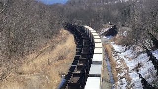 NS Eastbound Stack Train Meets an Empty Coal Train Y91 at Gallitzin Tunnels