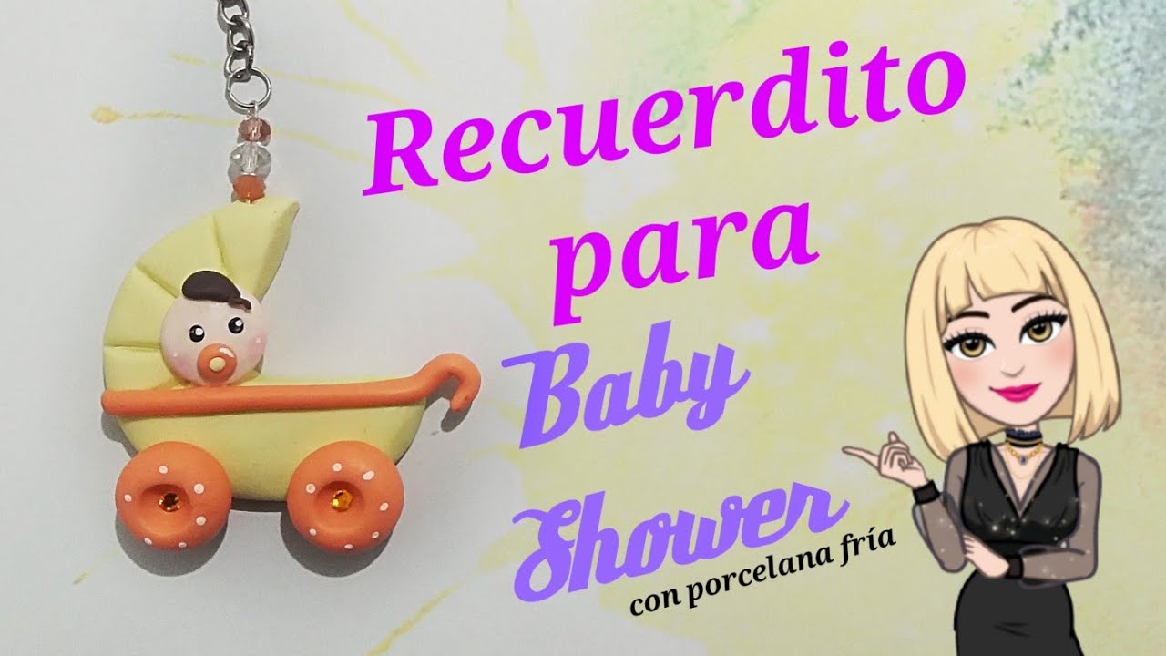 Recuerdito para baby Shower (carriola o cochecito de bebé) con porcelana fría o pasta flexible