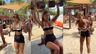 ビーチジムでトレーニング｜タイ姉妹旅｜サムイ＆タオ島
