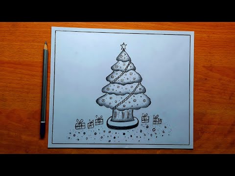 Christmas Tree Drawing Pencil Sketch