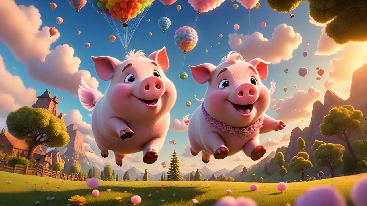 Seven Puffy Pigs Float on Air | Fun Animal and Imaginative Play Song for Kids | Nursery Rhymes and