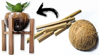 Plant Pot Ideas Using Coconut Shells | DIY Coconut Shell Plant Pots |  DIY Eco-Friendly Pots