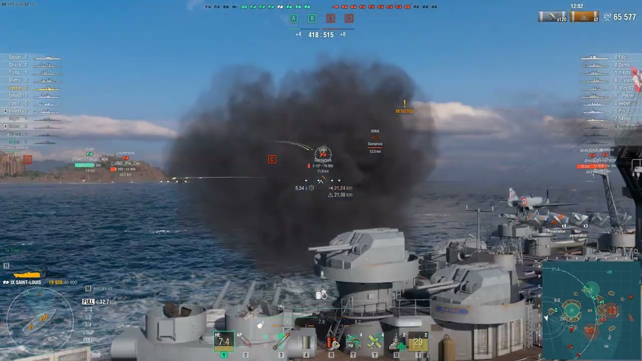 World Of Warships Random Battle Gameplay With SAINT LOUIS