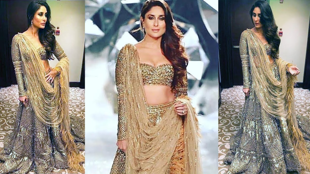 Kareena Kapoor Walks Ramp in GOLD Lehenga | India Couture Week 2018