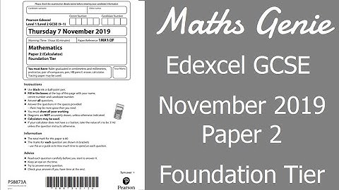 Edexcel GCSE Maths November 2019 2F Exam Paper Walkthrough