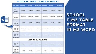 How to make Time Table For School in Microsoft Word || Time Table format in Ms word