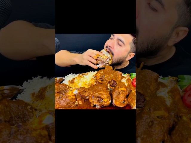 ASMR EATING SPICY 🔥🥵 MUTTON CURRY #mukbang #asmreating #youtubeshorts #eatingsounds #ytshorts