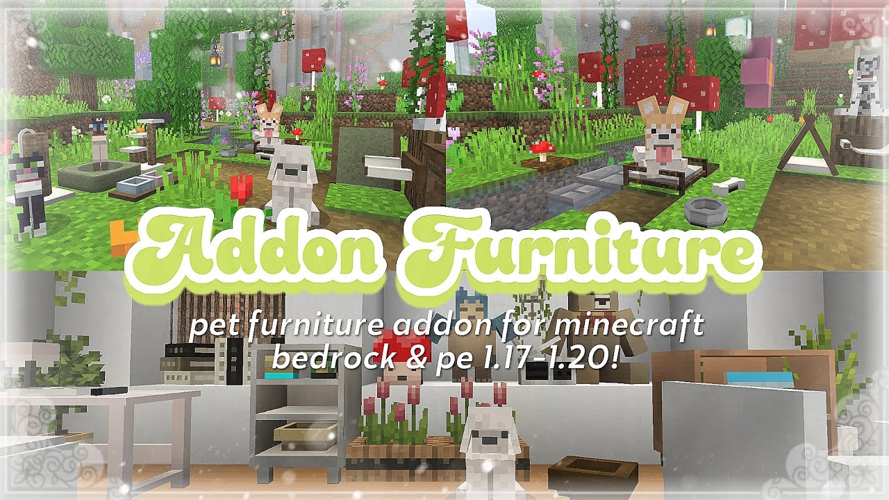Minecraft PE (Bedrock) ₊˚⊹⋆ NEW Aesthetic Furniture Addon 1.20 🧳 Pets