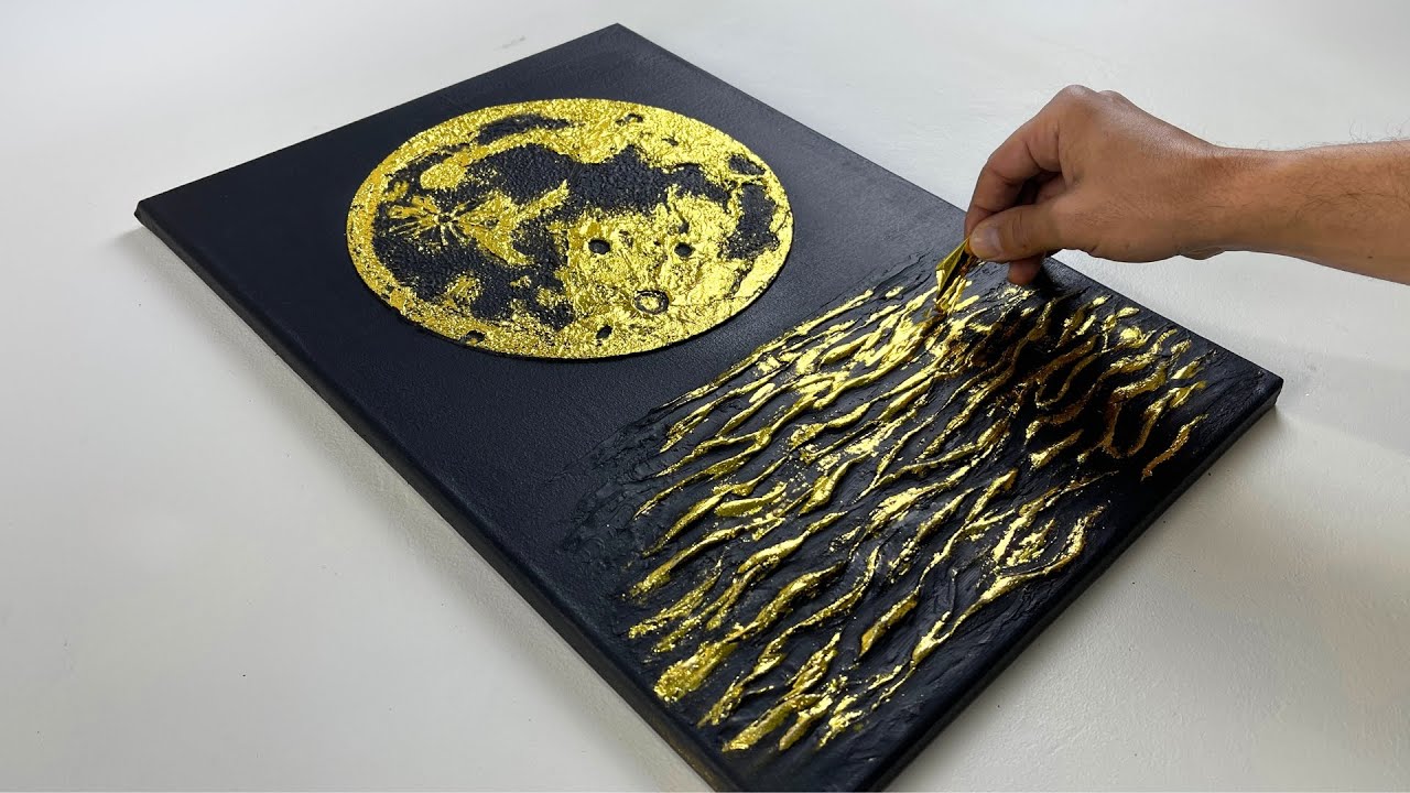 Магия Золотой Луны: создайте настенное искусство с помощью пасты и сусального золота 🌕🤩