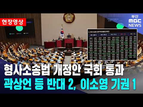 형사소송법 개정안 국회 통과..곽상언 등 반대 2, <strong>이소영</strong> 기권 1