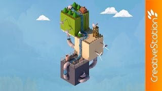 Isometric world (Low poly) - Speed 3D art ( #Cinema 4D ) | CreativeStation