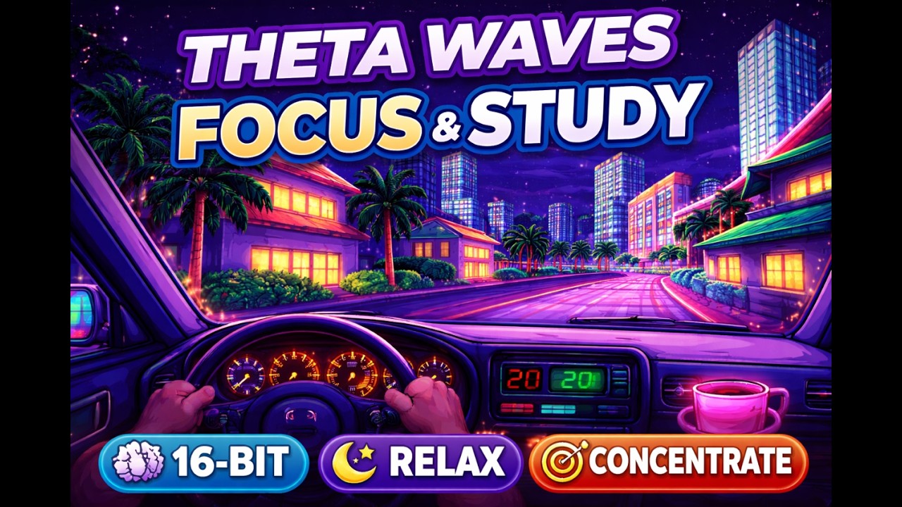 No ADS 🎧Theta Waves for Deep Focus & 📖 Study | Relaxing 16-Bit Night ...