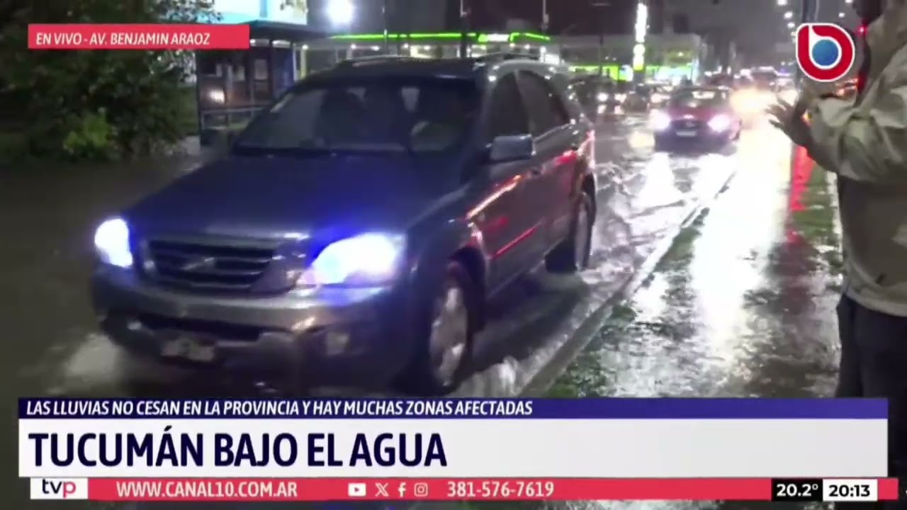  Temporal en Tucumán: calles inundadas y tránsito complicado en el Parque 9 de Julio