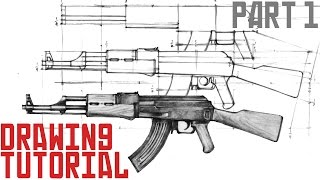 How to draw AK-47 in 10 easy steps (part 1)