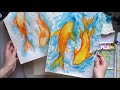 Рисуем золотистых рыб акварелью