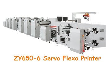 ZY650P-6 650mm Width 6 Color Servo Motor Flexo Printing & Die Cutting & Slitting Machine