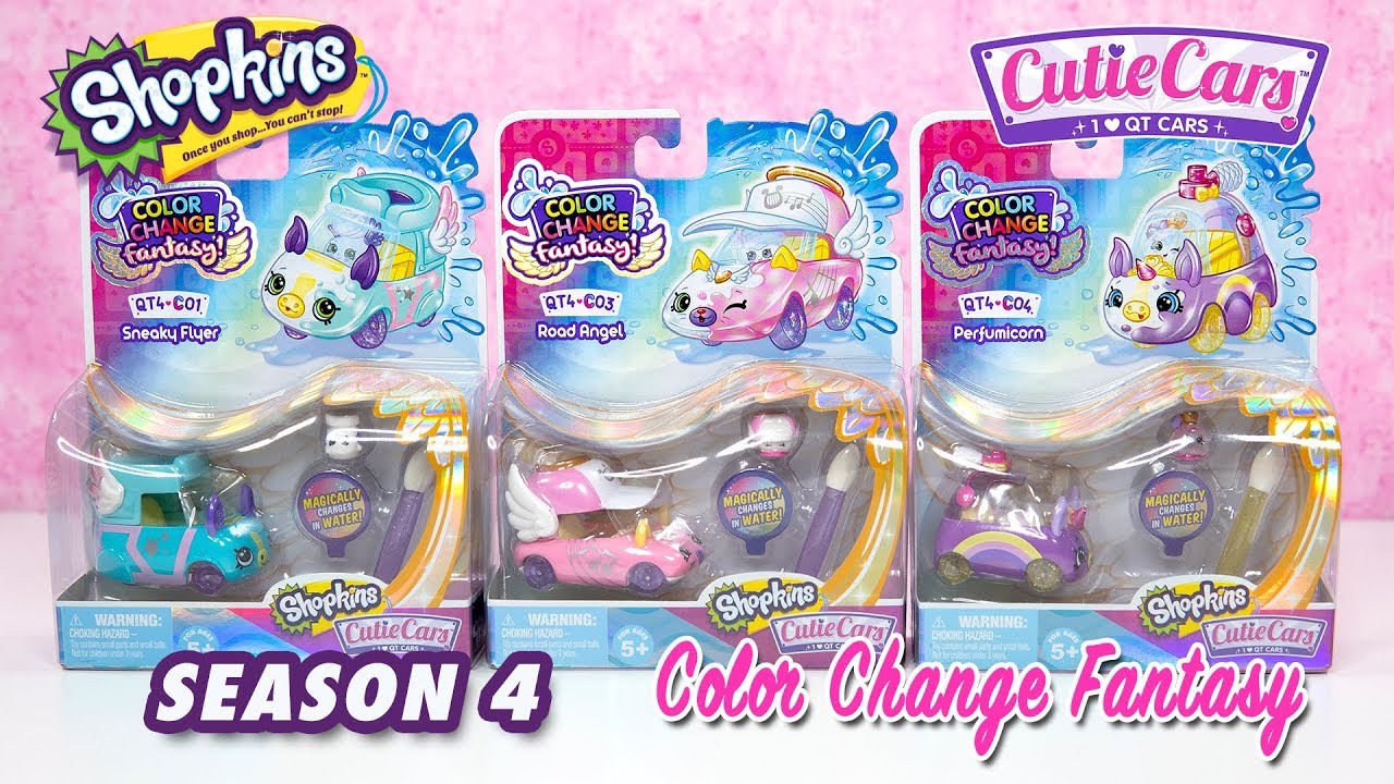 New Release QT4 Shopkins Cutie Cars Season 4 Color Change Fantasy Unboxing