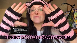 crochet fingerless gloves tutorial ♡